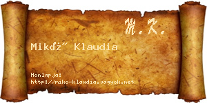Mikó Klaudia névjegykártya